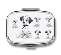 Pill Box 2 Compartment Medicine Pill Case Cute Dalmatian Printed Portable Pill Box Travel Pill Organizer for Pocket Purse Daily Medicine Vitamin Box Fish Oil Box Supplement Box