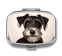 Pill Box 2 Compartment Medicine Pill Case Cute Schnauzer Printed Portable Pill Box Travel Pill Organizer for Pocket Purse Daily Medicine Vitamin Box Fish Oil Box Supplement Box