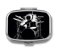 Pill Box 2 Compartment Medicine Pill Case Drummer Printed Portable Pill Box Travel Pill Organizer for Pocket Purse Daily Medicine Vitamin Box Fish Oil Box Supplement Box