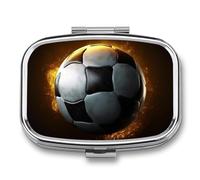 Pill Box 2 Compartment Medicine Pill Case Football Soccer Printed Portable Pill Box Travel Pill Organizer for Pocket Purse Daily Medicine Vitamin Box Fish Oil Box Supplement Box