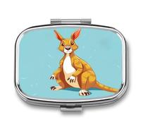 Pill Box 2 Compartment Medicine Pill Case Funny Cartoon Kangaroo Zoo Printed Portable Pill Box Travel Pill Organizer for Pocket Purse Daily Medicine Vitamin Box Fish Oil Box Supplement Box