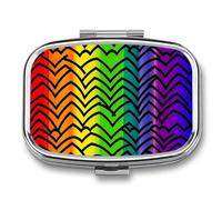 Pill Box 2 Compartment Medicine Pill Case Gay Pride Rainbow Pattern Printed Portable Pill Box Travel Pill Organizer for Pocket Purse Daily Medicine Vitamin Box Fish Oil Box Supplement Box