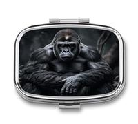 Pill Box 2 Compartment Medicine Pill Case Gorilla on The Ground Printed Portable Pill Box Travel Pill Organizer for Pocket Purse Daily Medicine Vitamin Box Fish Oil Box Supplement Box