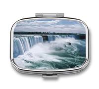 Pill Box 2 Compartment Medicine Pill Case Niagara Falls Printed Portable Pill Box Travel Pill Organizer for Pocket Purse Daily Medicine Vitamin Box Fish Oil Box Supplement Box