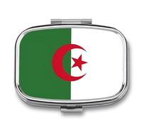 Pill Box 2 Compartment Medicine Pill Case Portable for Pocket Or Purse with Republic of Algeria Flag Decorative Metal Medicine Vitamin Organizer Unique Gift