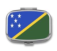 Pill Box 2 Compartment Medicine Pill Case Portable for Pocket Or Purse with Solomon Islands Flag Decorative Metal Medicine Vitamin Organizer Unique Travel Gift