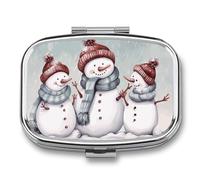 Pill Box 2 Compartment Medicine Pill Case Winter Snowman Printed Portable Pill Box Travel Pill Organizer for Pocket Purse Daily Medicine Vitamin Box Fish Oil Box Supplement Box