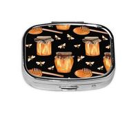 Pill Box 2 Compartment Medicine Pill Case with Mirror,Portable Pill Box for Pocket Or Purse Pill Box Decorative Unique Gift-Bee and Honey