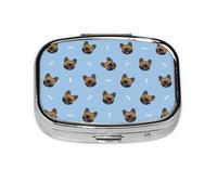 Pill Box 2 Compartment Medicine Pill Case with Mirror,Portable Pill Box for Pocket Or Purse Pill Box Decorative Unique Gift-French Bulldog Face