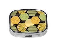 Pill Box 2 Compartment Medicine Pill Case with Mirror,Portable Pill Box for Pocket Or Purse Pill Box Decorative Unique Gift-Bee Honey