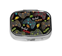 Pill Box 2 Compartment Medicine Pill Case with Mirror,Portable Pill Box for Pocket Or Purse Pill Box Decorative Unique Gift-Play Game3