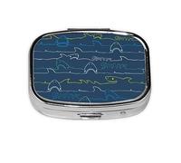 Pill Box 2 Compartment Medicine Pill Case with Mirror,Portable Pill Box for Pocket Or Purse Pill Box Decorative Unique Gift-Shark