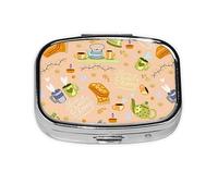 Pill Box 2 Compartment Medicine Pill Case with Mirror,Portable Pill Box for Pocket Or Purse Pill Box Decorative Unique Gift-Scandinavian Style Hygge