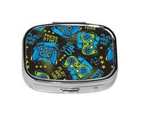 Pill Box 2 Compartment Medicine Pill Case with Mirror,Portable Pill Box for Pocket Or Purse Pill Box Decorative Unique Gift-Play Game