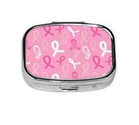 Pill Box 2 Compartment Medicine Pill Case with Mirror,Portable Pill Box for Pocket Or Purse Pill Box Decorative Unique Gift-Breast Cancer Awareness (3)