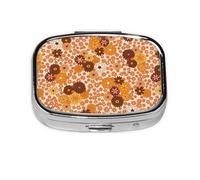 Pill Box 2 Compartment Medicine Pill Case with Mirror,Portable Pill Box for Pocket Or Purse Pill Box Decorative Unique Gift-Hippie Ditsy Floral