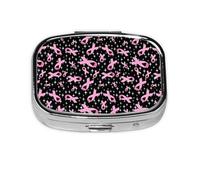 Pill Box 2 Compartment Medicine Pill Case with Mirror,Portable Pill Box for Pocket Or Purse Pill Box Decorative Unique Gift-Breast Cancer Awareness (2)