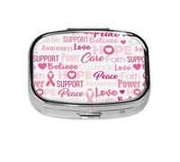 Pill Box 2 Compartment Medicine Pill Case with Mirror,Portable Pill Box for Pocket Or Purse Pill Box Decorative Unique Gift-Breast Cancer Pink Ribbons Awareness (2)