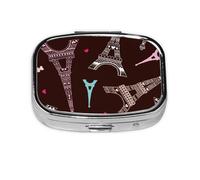 Pill Box 2 Compartment Medicine Pill Case with Mirror,Portable Pill Box for Pocket Or Purse Pill Box Decorative Unique Gift-Eiffel Tower