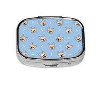 Pill Box 2 Compartment Medicine Pill Case with Mirror,Portable Pill Box for Pocket Or Purse Pill Box Decorative Unique Gift-Cute French Bulldog