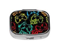 Pill Box 2 Compartment Medicine Pill Case with Mirror,Portable Pill Box for Pocket Or Purse Pill Box Decorative Unique Gift-Play Game Start