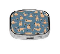 Pill Box 2 Compartment Medicine Pill Case with Mirror,Portable Pill Box for Pocket Or Purse Pill Box Decorative Unique Gift-French Bulldog Yoga