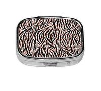 Pill Box 2 Compartment Medicine Pill Case with Mirror,Portable Pill Box for Pocket Or Purse Pill Box Decorative Unique Gift-Zebra Skin and Leopard Print