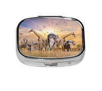 Pill Box 2 Compartment Medicine Pill Case with Mirror,Portable Pill Box for Pocket Or Purse Pill Box Decorative Unique Gift-Wildlife Protection