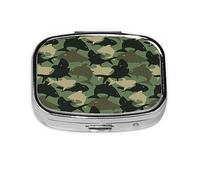 Pill Box 2 Compartment Medicine Pill Case with Mirror,Portable Pill Box for Pocket Or Purse Pill Box Decorative Unique Gift-Camouflage Shark