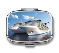 Pill Box 2 Compartment Medicine Pills Case for Pocket Or Purse Mini Metal Pills Holder Cruise Ship Pill Organizer Portable Travel Medicine Container to Hold Supplements Vitamins