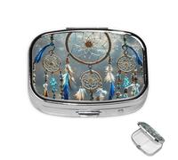 Pill Box 2 Compartment Medicine Pills Case for Pocket or Purse Mini Metal Pills Holder Native American Dream Catcher Pill Organizer Portable Travel Medicine Container to Hold Supplements Vitamins