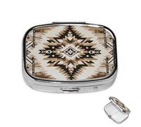 Pill Box 2 Compartment Medicine Pills Case for Pocket or Purse Mini Metal Pills Holder Native American Pill Organizer Portable Travel Medicine Container to Hold Supplements Vitamins