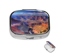 Pill Box 2 Compartment Metal Medicine Pill Organizer Beauty Grand Canyon Pill Case for Purse or Pocket Cute Mini Portable Pill Holder Travel Pill Container to Hold Supplements, Vitamins, Fish Oil