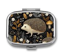 Pill Box 2 Compartment Metal Medicine Pill Organizer (designName) Pill Case for Purse Or Pocket Cute Mini Portable Pill Holder Travel Pill Container to Hold Supplements Vitamins Fish Oil
