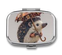 Pill Box 2 Compartment Metal Medicine Pill Organizer (designName) Pill Case for Purse Or Pocket Cute Mini Portable Pill Holder Travel Pill Container to Hold Supplements Vitamins Fish Oil