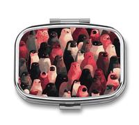 Pill Box 2 Compartment Metal Medicine Pill Organizer (designName) Pill Case for Purse Or Pocket Cute Mini Portable Pill Holder Travel Pill Container to Hold Supplements Vitamins Fish Oil