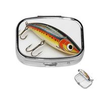 Pill Box 2 Compartment Metal Medicine Pill Organizer Fishing Lure Pill Case for Purse or Pocket Cute Mini Portable Pill Holder Travel Pill Container to Hold Supplements, Vitamins, Fish Oil