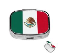 Pill Box 2 Compartment Metal Medicine Pill Organizer Flag of Mexico Pill Case for Purse or Pocket Cute Mini Portable Pill Holder Travel Pill Container to Hold Supplements, Vitamins, Fish Oil