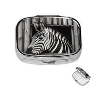 Pill Box 2 Compartment Metal Medicine Pill Organizer Zebra Pokes Its Head Out Pill Case for Purse or Pocket Cute Mini Portable Pill Holder Travel Pill Container to Hold Supplements, Vitamins, Fish Oil