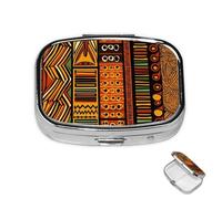 Pill Box 2 Compartment Mini Medicine Pill Case African Striped Pill Holder for Purse Pocket Waterproof Metal Pill Container Decorative Medicine Pill Organiser for Travel or Daily