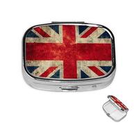 Pill Box 2 Compartment Mini Medicine Pill Case British Flag Pill Holder for Purse Pocket Waterproof Metal Pill Container Decorative Medicine Pill Organiser for Travel or Daily