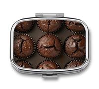 Pill Box 2 Compartment Mini Medicine Pill Case Chocolate Cup Cake Pill Holder for Purse Pocket Waterproof Metal Pill Container Decorative Medicine Pill Organiser for Travel Or Daily