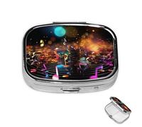Pill Box 2 Compartment Mini Medicine Pill Case Colorful Music Notes Pill Holder for Purse Pocket Waterproof Metal Pill Container Decorative Medicine Pill Organiser for Travel or Daily