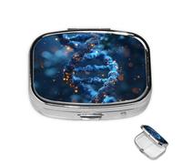 Pill Box 2 Compartment Mini Medicine Pill Case DNA Genetic Helix Pill Holder for Purse Pocket Waterproof Metal Pill Container Decorative Medicine Pill Organiser for Travel or Daily