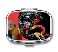 Pill Box 2 Compartment Mini Medicine Pill Case Elegant Sculpture Pill Holder for Purse Pocket Waterproof Metal Pill Container Decorative Medicine Pill Organiser for Travel Or Daily