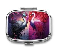 Pill Box 2 Compartment Mini Medicine Pill Case Fantasy Imaginary Animals Pill Holder for Purse Pocket Waterproof Metal Pill Container Decorative Medicine Pill Organiser for Travel Or Daily