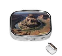 Pill Box 2 Compartment Mini Medicine Pill Case Grand Canyon Arizona Pill Holder for Purse Pocket Waterproof Metal Pill Container Decorative Medicine Pill Organiser for Travel or Daily
