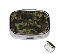 Pill Box 2 Compartment Mini Medicine Pill Case Green Military Camo Pill Holder for Purse Pocket Waterproof Metal Pill Container Decorative Medicine Pill Organiser for Travel or Daily