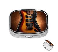 Pill Box 2 Compartment Mini Medicine Pill Case Instrumental Guitar Pill Holder for Purse Pocket Waterproof Metal Pill Container Decorative Medicine Pill Organiser for Travel or Daily
