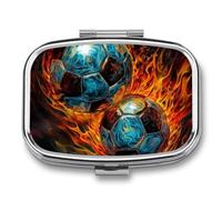 Pill Box 2 Compartment Mini Medicine Pill Case Psychedelic Art Football Pill Holder for Purse Pocket Waterproof Metal Pill Container Decorative Medicine Pill Organiser for Travel Or Daily